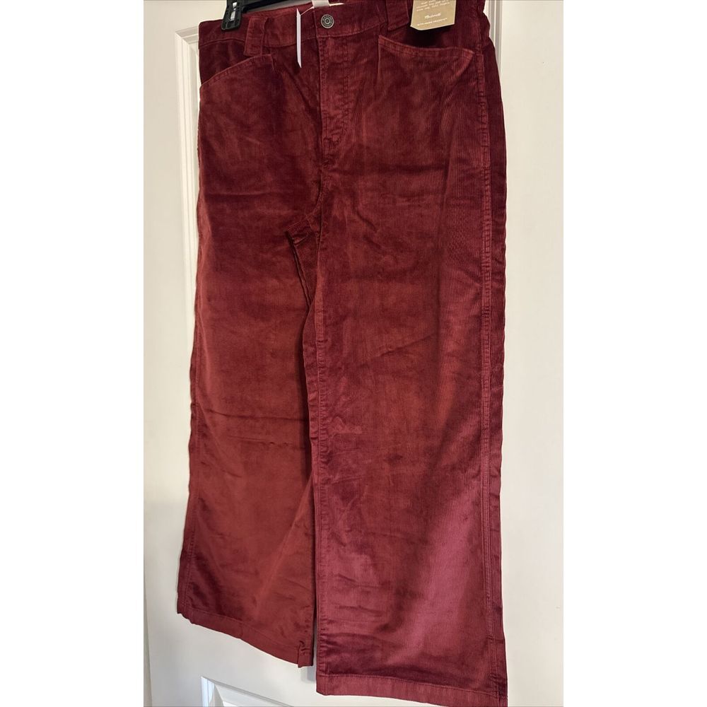 Madewell Emmett Wide-Leg Corduroy Pant Red Color NWT Petite‎ NN254 Size 31P